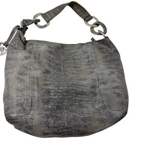 Michael Kors Leather Fulton Hobo Bag Silver Python Print Slouchy Snake Rock Punk